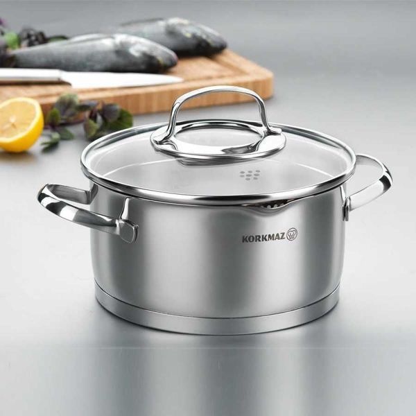 Korkmaz Steama16x8 cm / 1.6 L round pot, with lid. KorkmazA1990 photo