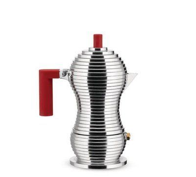 Гейзерна кофеварка 70 мл Alessi Pulcina на 1 чашку с красной ручкой AlessiMDL02C фото