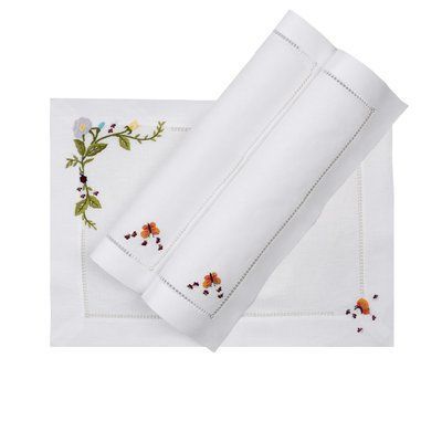 Linen placemat with hand embroidery "Flower meadow" ERI_TEXTILES_TC39-13 photo