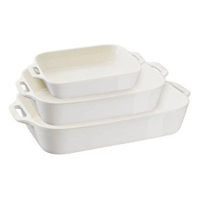Set of 3 Staub white baking forms. LEGOURMET40508-174-0 photo