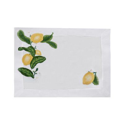 Linen placemat with hand embroidery "Lemon" ERI_TEXTILES_TC4-61-13 photo