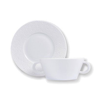 Soup/broth plate with saucer "ECUME WHITE MATTE" BERNARDAUD_0733/77 photo