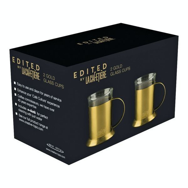 Чашка (термо, 2шт.) La Cafetiere НАБОР ИЗ 2 СТЕКЛЯННЫХ ЧАШЕК С ЗОЛОТЫМ ПОКРЫТИЕМ в коробке, 200 мл. (5201339-CRT) La Cafetiere5201339-CRT фото