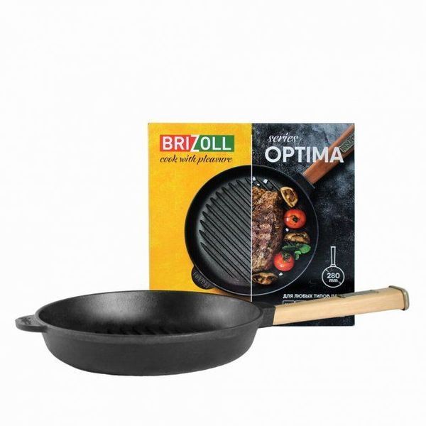 Сковорідка-гриль Brizoll Optima 28 см чавунна BrizollO2850G-P фото