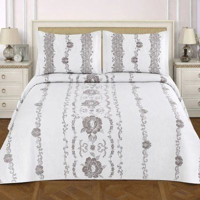 Жакардове покривало My Bed євро максі 240x260 см з 2 наволочками 50x70 см, бежево-сіре, дизайн 2 My_bed_2 фото