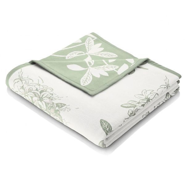 Хлопковый плед Biederlack Italian Collection белый/зеленый 150x200 см 799579 фото