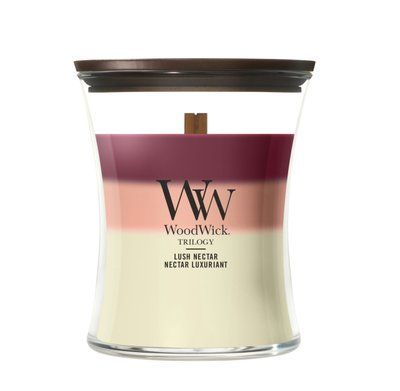 Aromatic candle with a three-layer fragrance Woodwick Medium Trilogy Lush Nectar 275 g Woodwick_2674401E photo