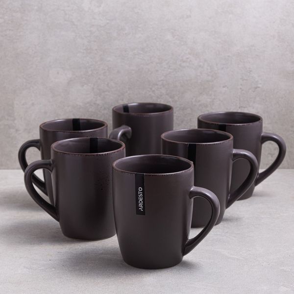 A set of 6 Ardesto Lucca Grey brown 360 ml cups. ArdestoAR2936GMC photo