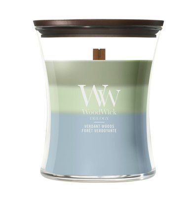 Aromatic candle with a three-layer fragrance Woodwick Medium Trilogy Verdant Woods 453 g Woodwick_2674464E photo