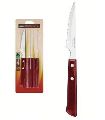 Set of 6 steak knives 10.2 cm Tramontina Barbecue Polywood brown. Tramontina21109/674 photo