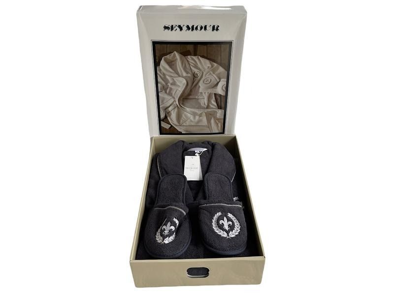 Maison D'or Seymour men's terry bathrobe with slippers seymour-antracit-l photo