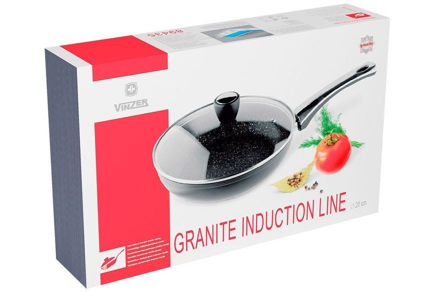 Сковорода Vinzer Granite Induction &Oslash; 26 см круглая, с крышкой Vinzer89435 фото