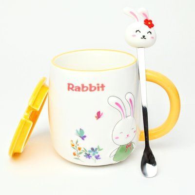 BonaDi Rabbit 430 ml porcelain mug with lid and spoon. BonaDi927-223 photo