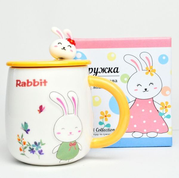 BonaDi Rabbit 430 ml porcelain mug with lid and spoon. BonaDi927-223 photo