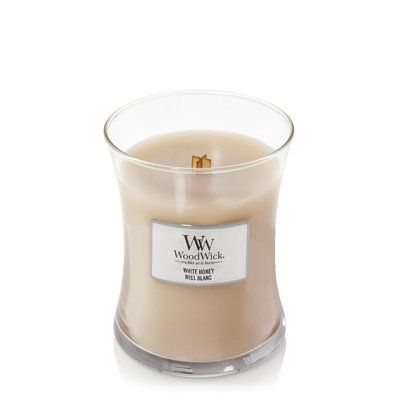 Aromatic candle with candied orange scent Woodwick Medium White Honey 275 g Woodwick_92026E photo