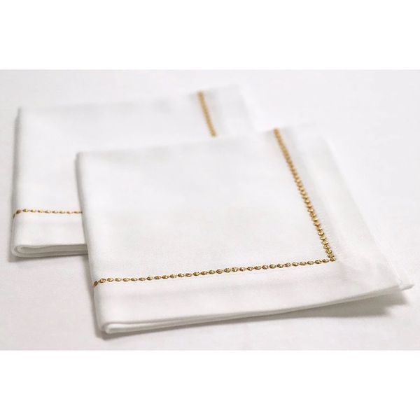 Satin napkin with gold embroidery "Pearl" WEISSFEE_826602 85 photo