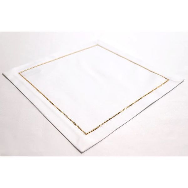 Satin napkin with gold embroidery "Pearl" WEISSFEE_826602 85 photo