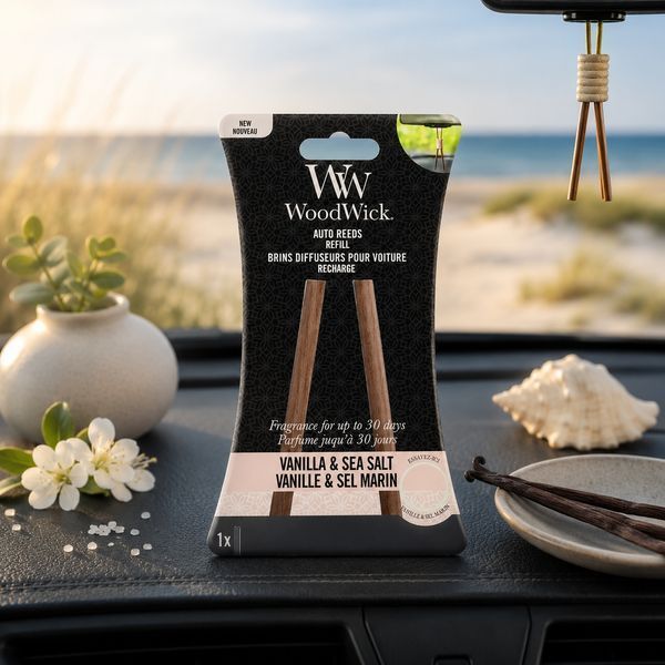 Car air freshener, refillable cartridge, Woodwick, Vanilla & Sea Salt Woodwick_1657116E photo