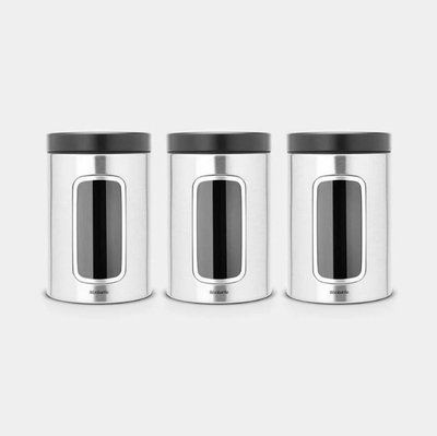 Set of Brabantia Window Canisters for storage, 1.4 liters, 3 pieces. Brabantia335341 photo