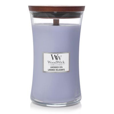 Aromatic candle with lavender and eucalyptus scent Woodwick Large Lavender SPA 609 g Woodwick_93492E photo