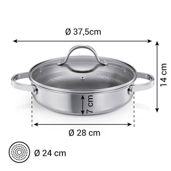 SteelCRAFT deep frying pan with lid, 28 cm diameter, 2 handles Tescoma780568 photo