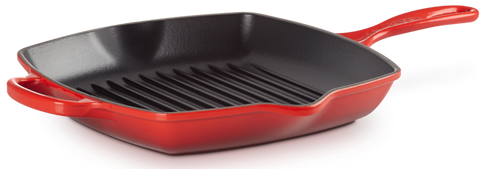 Le Creuset Cerise 26 cm cast iron square red grill pan. Le Creuset20183260600422 photo