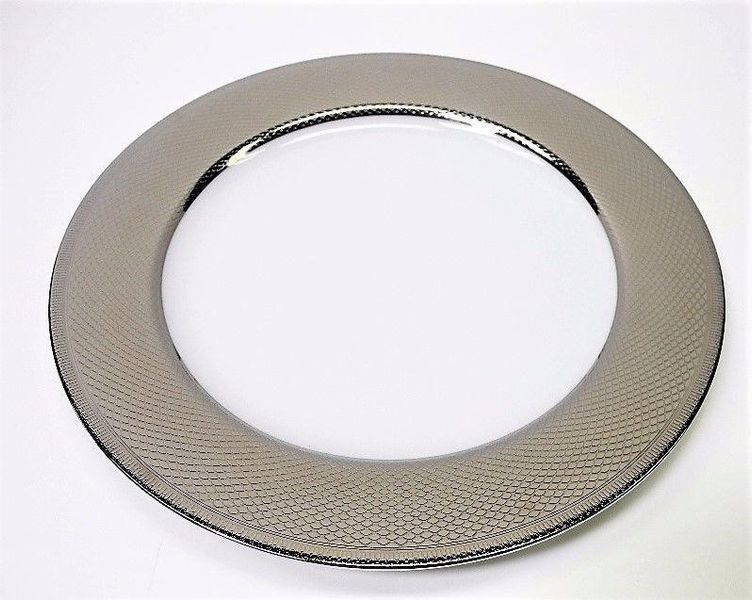 "Guilloch&eacute;" platinum inlaid substitution plate CHRISTOFLE_7650280 photo