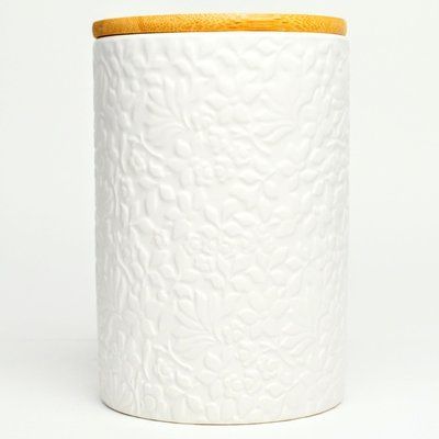 BonaDI Naturel Jasmine 800 ml Ceramic Jar with Bamboo Lid, White BonaDi304-901 photo