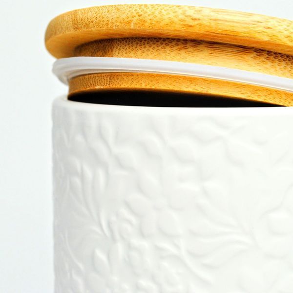 BonaDI Naturel Jasmine 800 ml Ceramic Jar with Bamboo Lid, White BonaDi304-901 photo