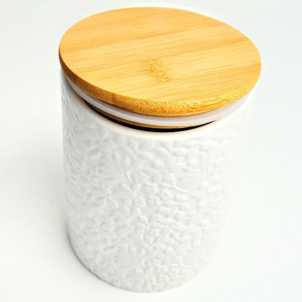BonaDI Naturel Jasmine 800 ml Ceramic Jar with Bamboo Lid, White BonaDi304-901 photo