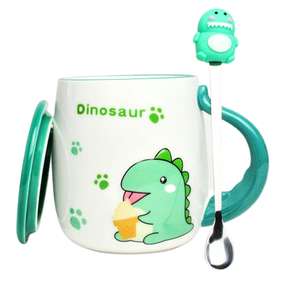 BonaDi Dinosaur 430 ml porcelain mug with lid and spoon. BonaDi927-224 photo