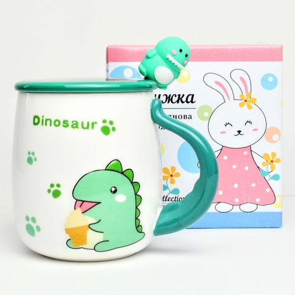 BonaDi Dinosaur 430 ml porcelain mug with lid and spoon. BonaDi927-224 photo