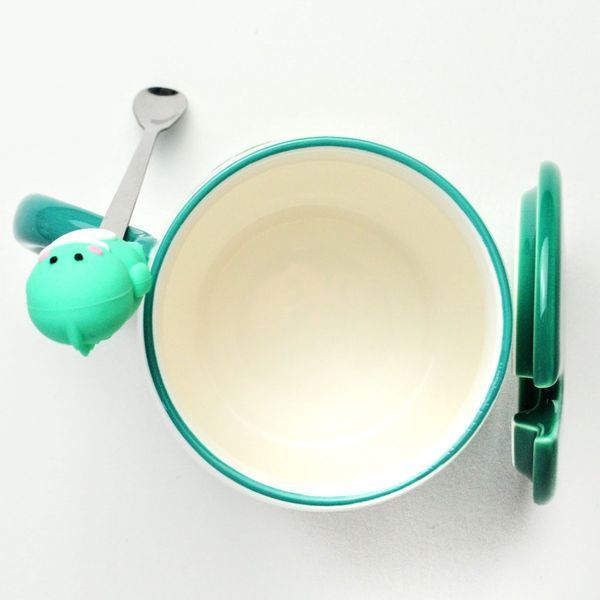 BonaDi Dinosaur 430 ml porcelain mug with lid and spoon. BonaDi927-224 photo