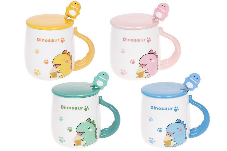 BonaDi Dinosaur 430 ml porcelain mug with lid and spoon. BonaDi927-224 photo