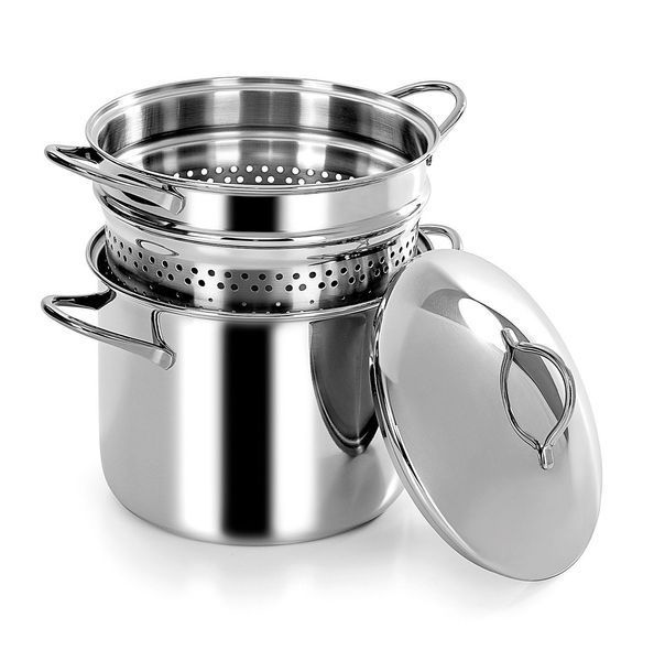 Pasta pot Barazzoni Pastamania 22 cm 6 L with lid. Barazzoni401048022 photo