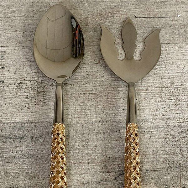 Gold Serving Utensils Set "Braid", Silver, Gold, 29 cm L_OBJET_CU3610 photo