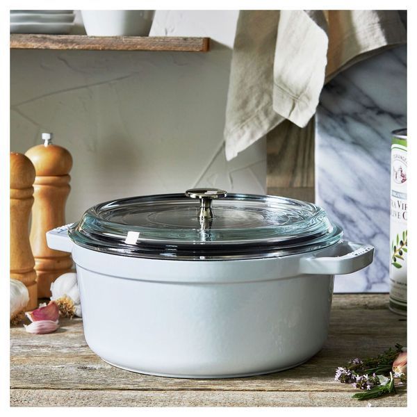 Кастрюля Staub Cast Iron 3,8 л белая со стеклянной крышкой Staub11412402 фото