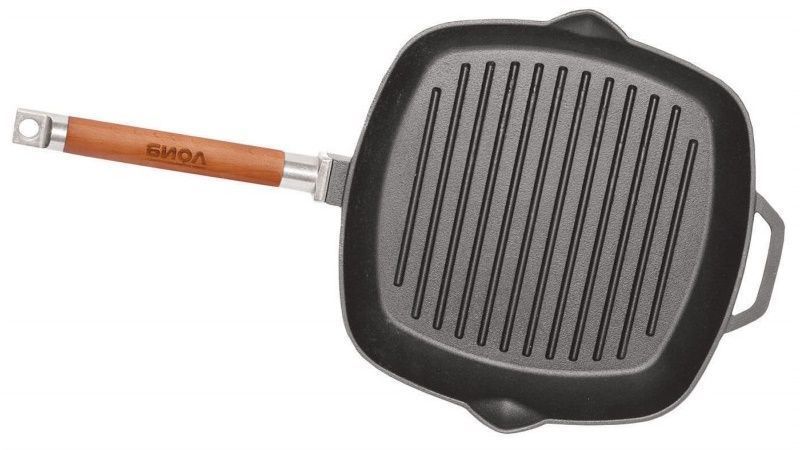 Bioll 28x28 cm cast iron grill pan with a glass lid. Biol1028C photo