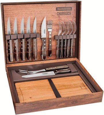 Tramontina Barbecue Polywood 15-piece grill tool set in a box. Tramontina21198/970 photo