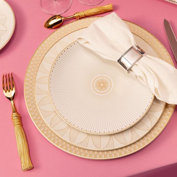 Lunch plate encrusted with gold "MALMAISON IMP&Eacute;RIAL" CHRISTOFLE_7688115 photo