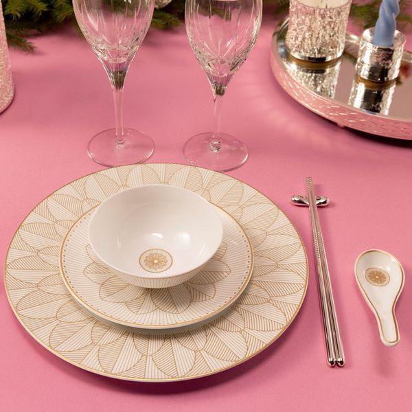 Lunch plate encrusted with gold "MALMAISON IMP&Eacute;RIAL" CHRISTOFLE_7688115 photo