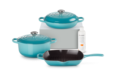 Набір посуду Le Creuset з очищувачем, синій LEGOURMETlc_set3_seateal фото