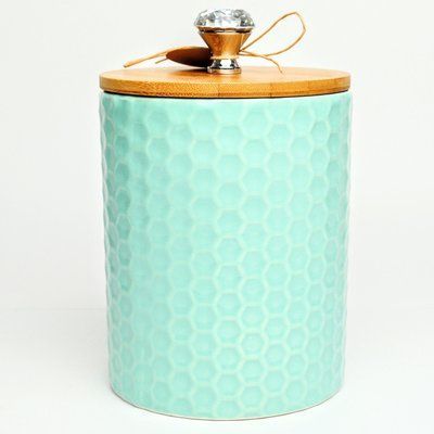 BonaDI Diamond 1.1L Ceramic Jar for Bulk Products with Bamboo Lid, Blue. BonaDi979-300 photo