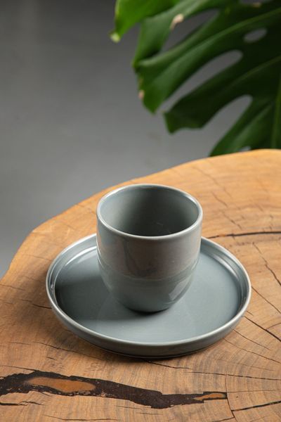Set of 6 Dovbysh Porcelain NOVA Grey 16.5 cm saucers, gray. Dovbysh Porcelain100117 photo