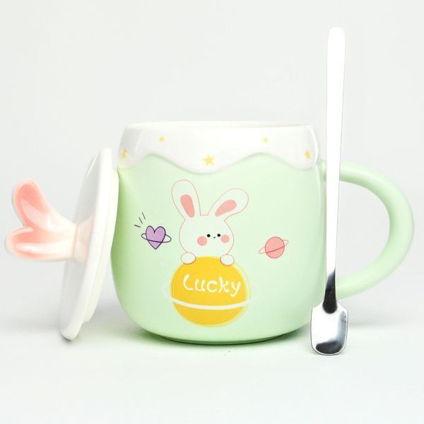 BonaDi Funny Rabbits 430 ml porcelain mug with lid and spoon. BonaDi927-225 photo