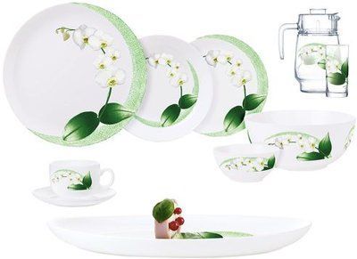 Столовий сервіз Luminarc Diwali White Orchid 46 предметів, скло, білий LuminarcP7270 фото