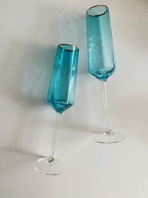 Set of 2 190 ml champagne glasses Helios 'Tiffany' made of colored glass Helios6495 photo