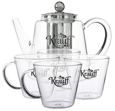 Набір для чаю Krauff 5 предметів: заварник 1,2 л, 4 чашки 0,2 л Krauff26-177-029 фото