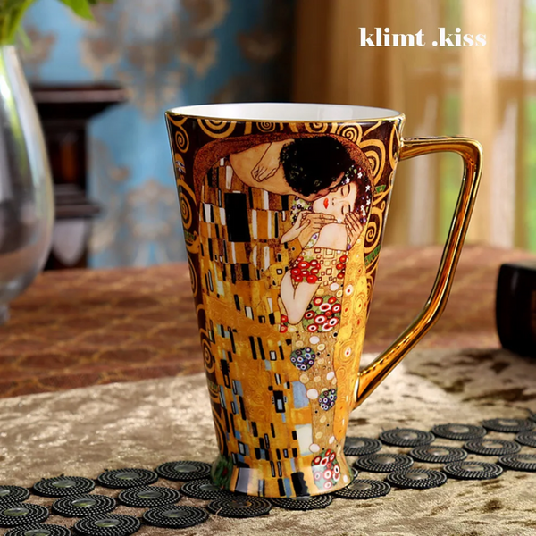 Чашка з ложкою Gustav Klimt The kiss 550 мл Поцілунок 01024Kiss фото