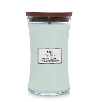 Ароматична свічка з нотами шавлії, океану та кедра Woodwick Ellipse Sagewood & Seagrass Woodwick_1728619E_609 фото